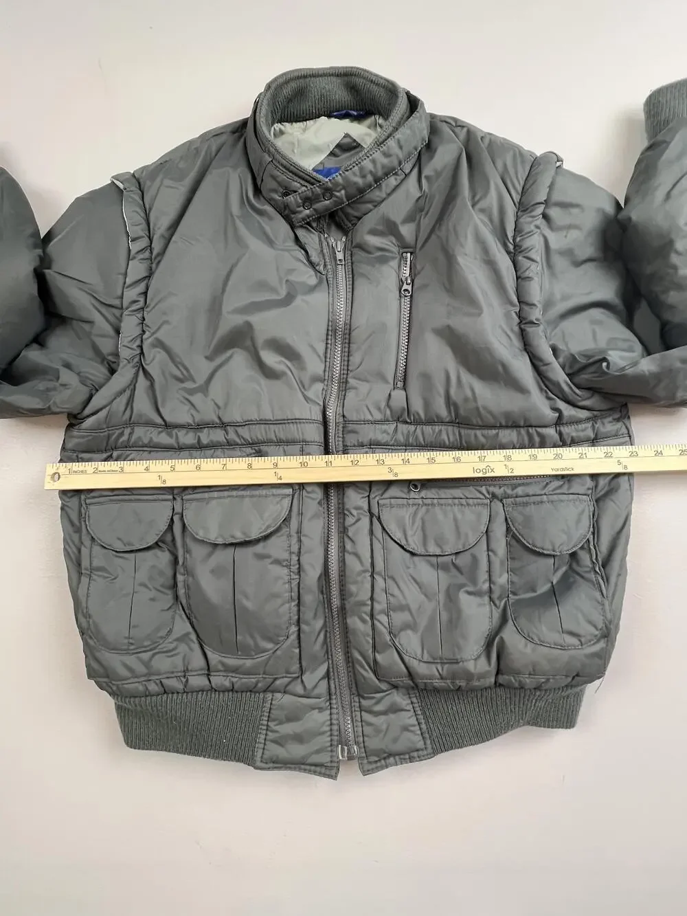 Vintage Arctic Circle Jacket Mens Large Gray Nylon Bomber Insulated Ski Winter